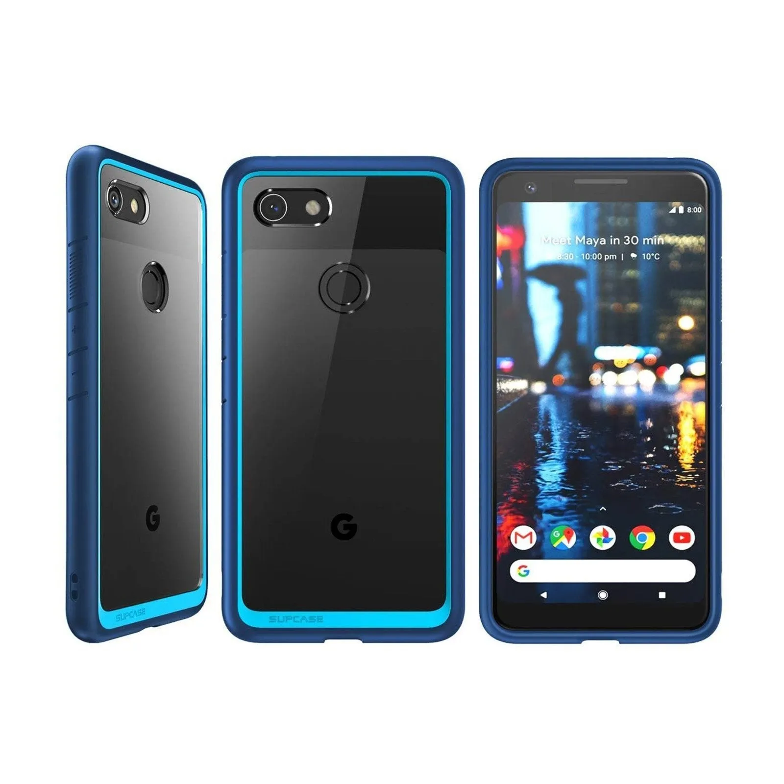 Google Pixel 3a Unicorn Beetle Style Clear Case-Blue