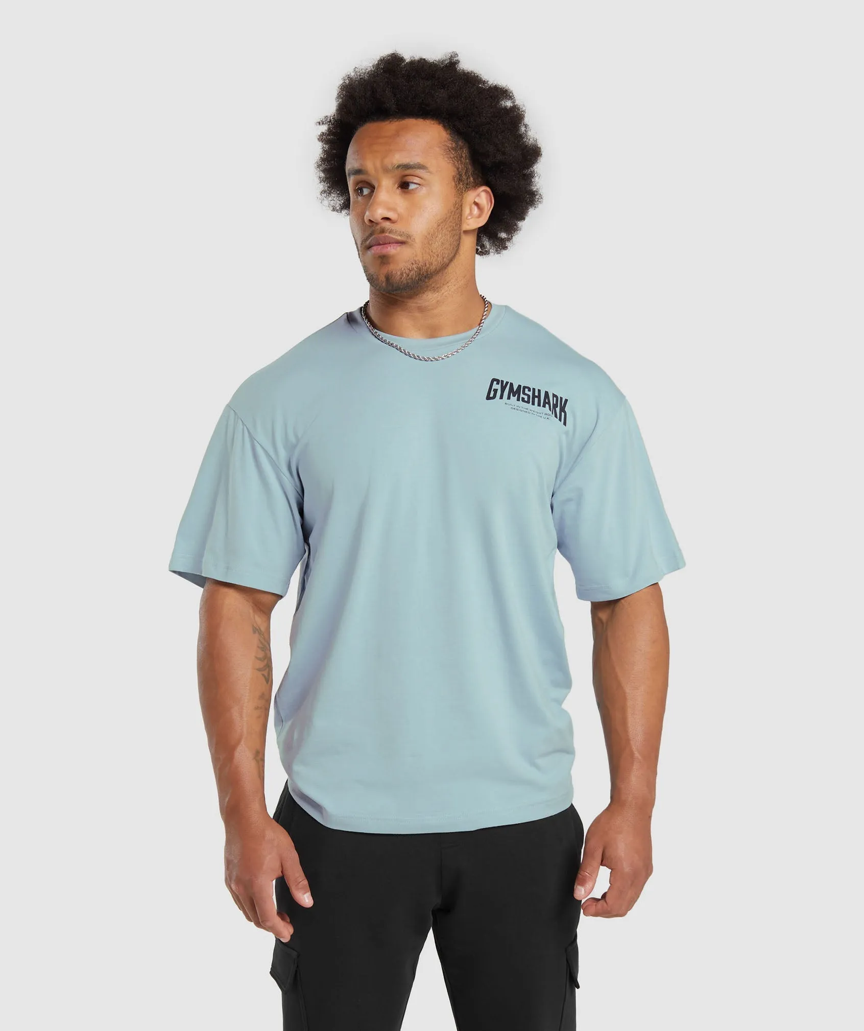 Gymshark Cartoon Lifting T-Shirt - Salt Blue