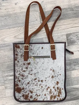 Hair On Hide Italian Leather Purse in Brown White Short Hair Cow Hide