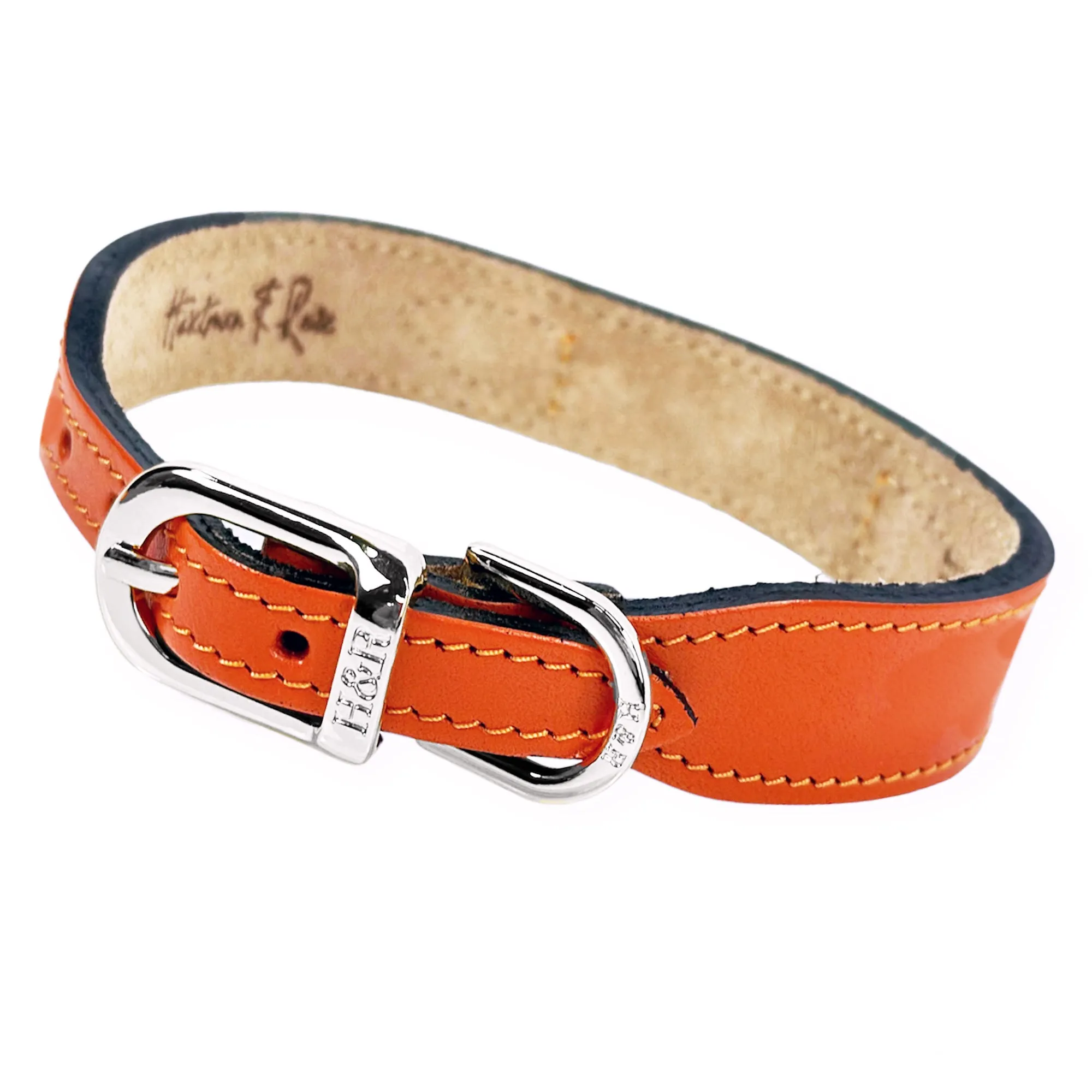 Hamilton Dog Collar in Tangerine & Nickel