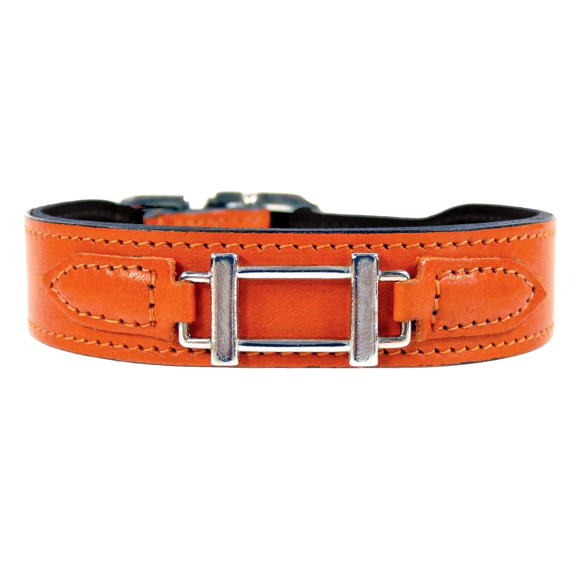 Hamilton Dog Collar in Tangerine & Nickel