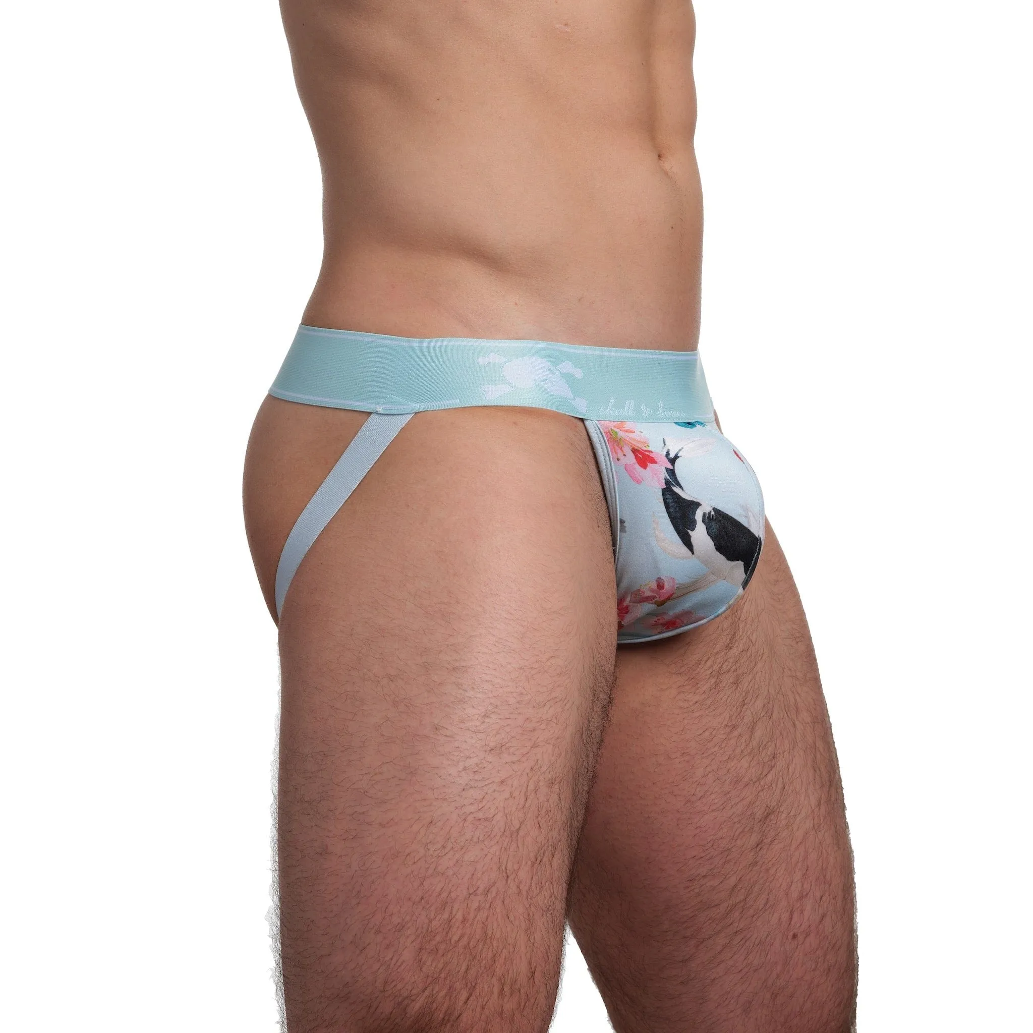 Hand-Painted Koi Jockstrap - Sky Blue