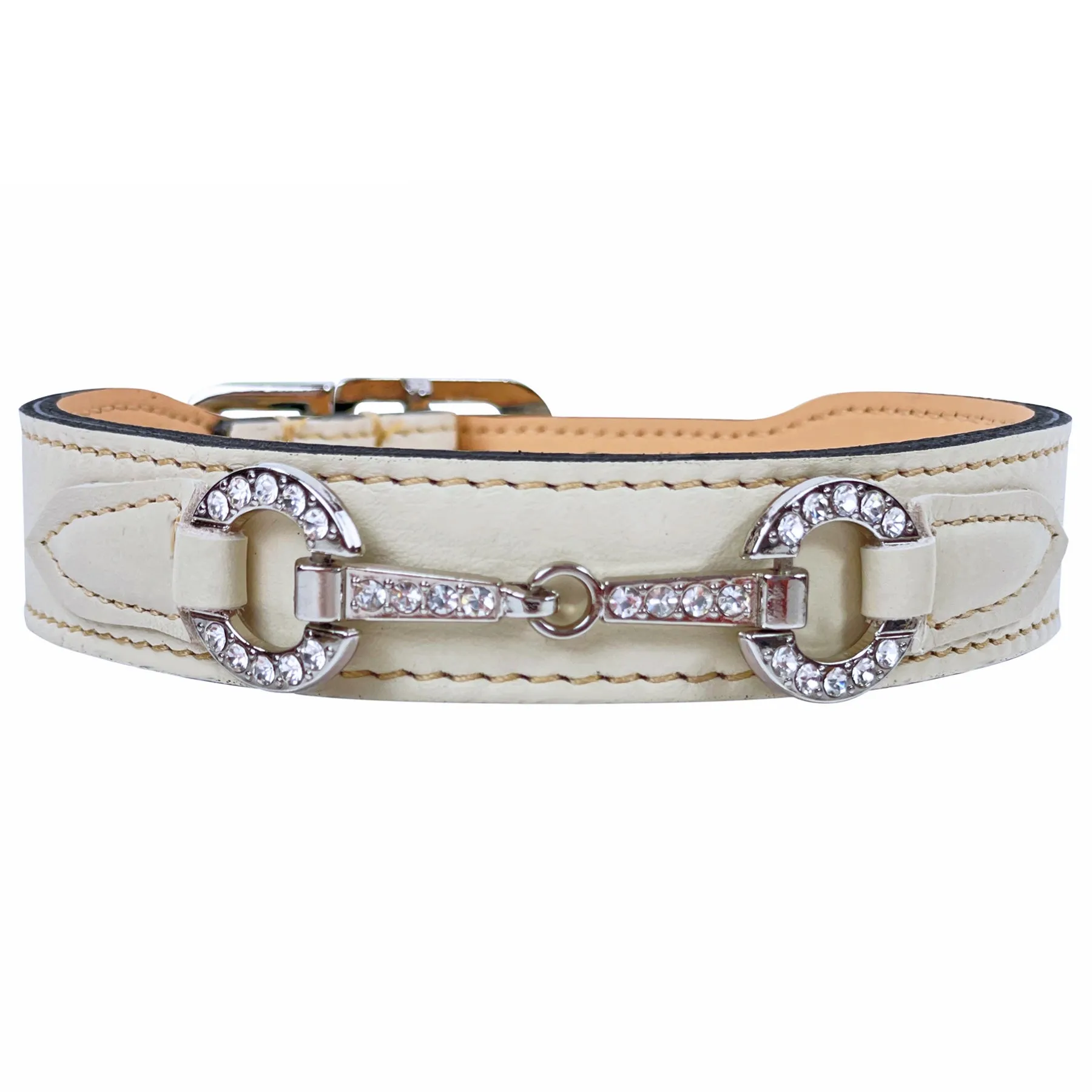 Holiday Dog Collar in Eggshell & Nickel