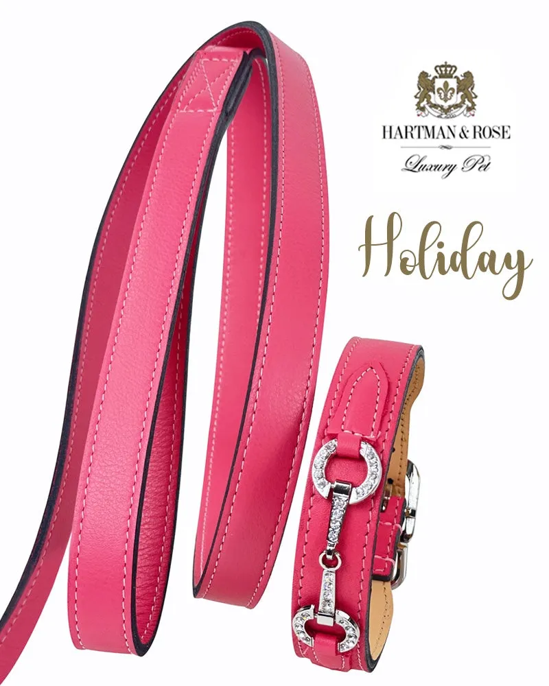 Holiday Dog Collar in Petal Pink & Nickel