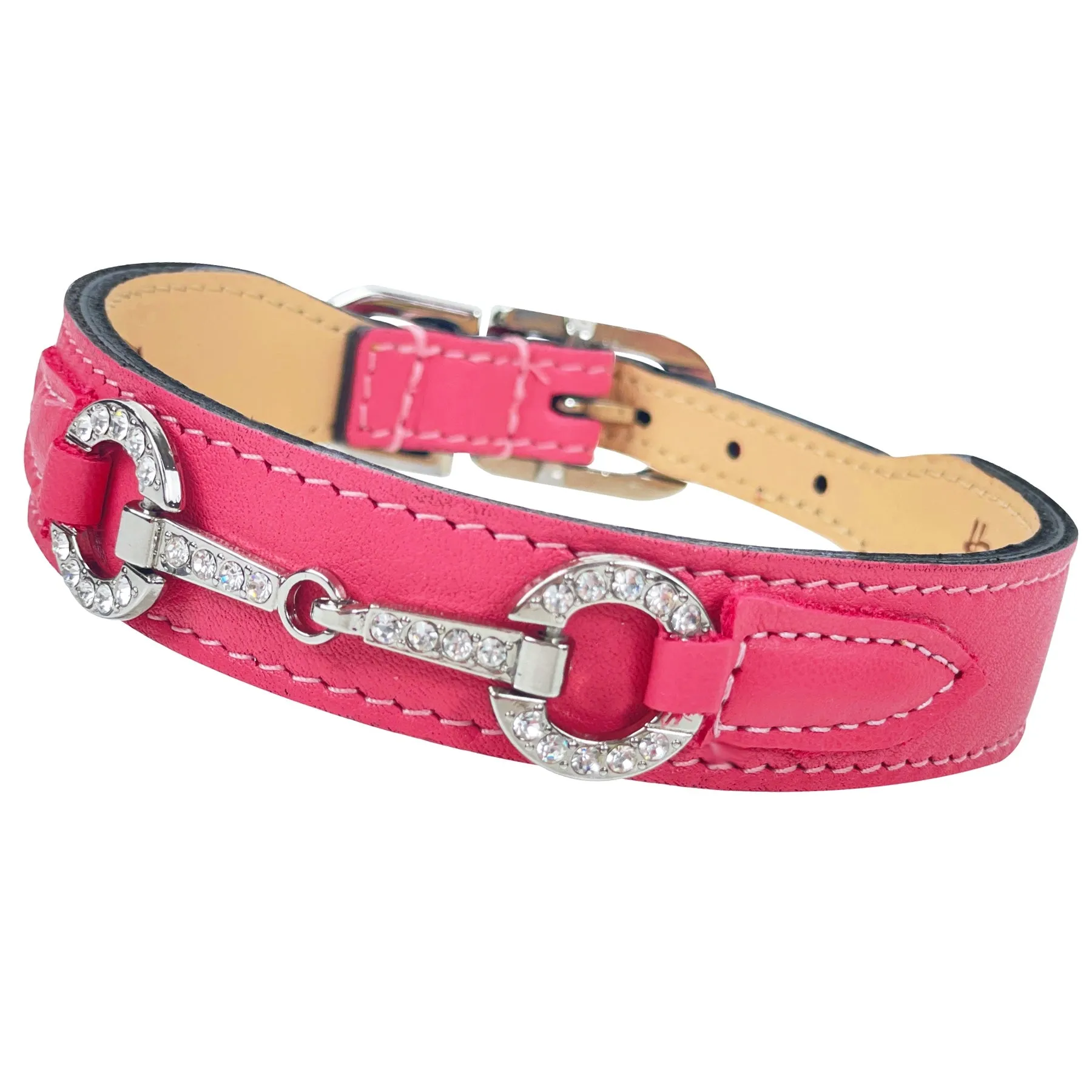 Holiday Dog Collar in Petal Pink & Nickel