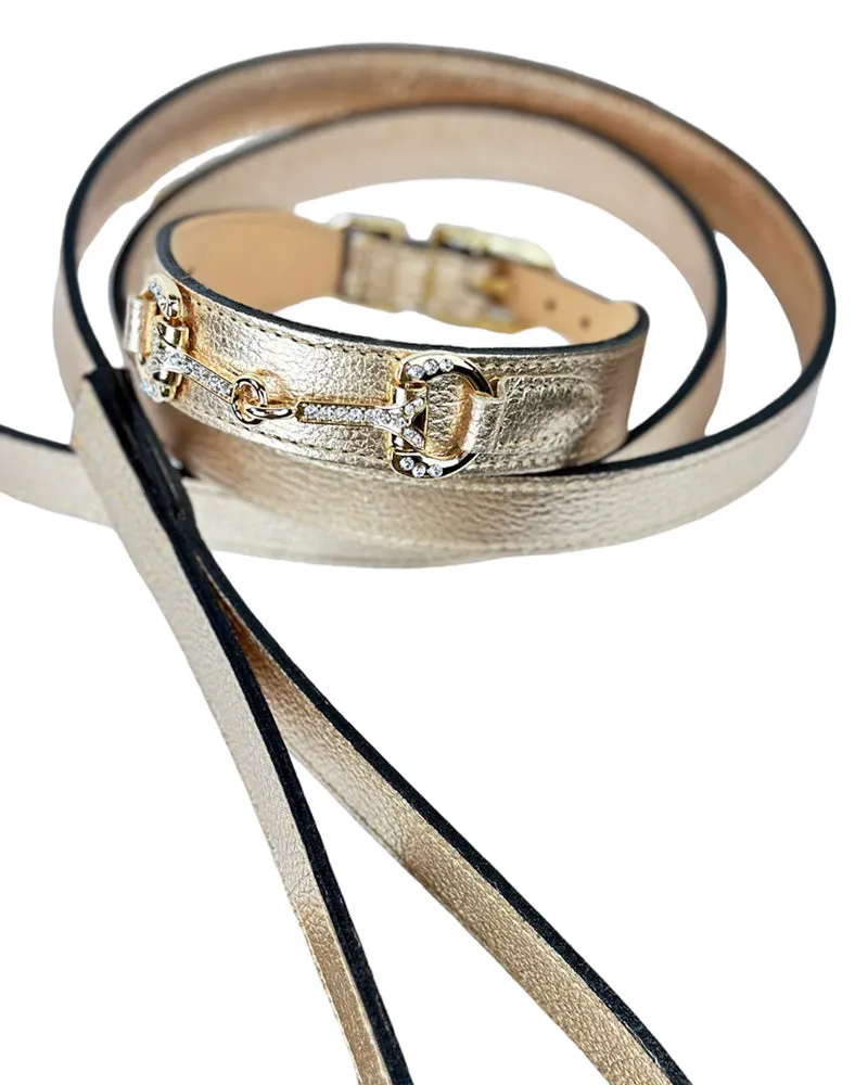 Horse & Hound Dog Collar in Metallic Gold