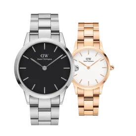 Iconic Link White Rose Gold & Black Silver