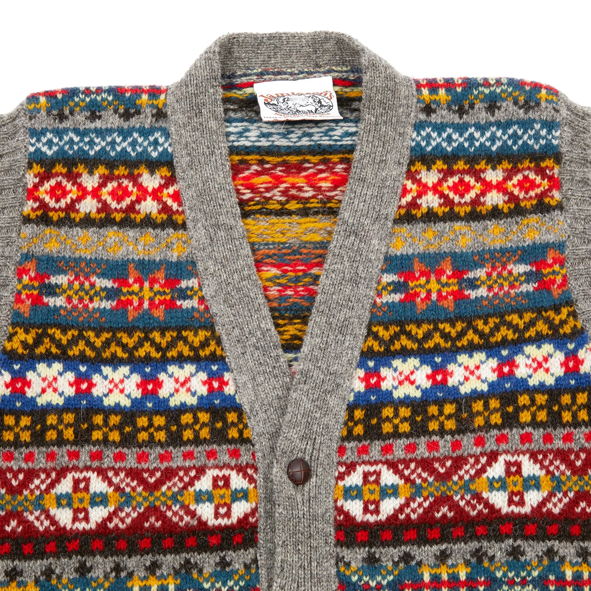 Unisex Jamiesons Fair Isle Wool Waistcoat in Silver/Natural Knit Sweater Vest