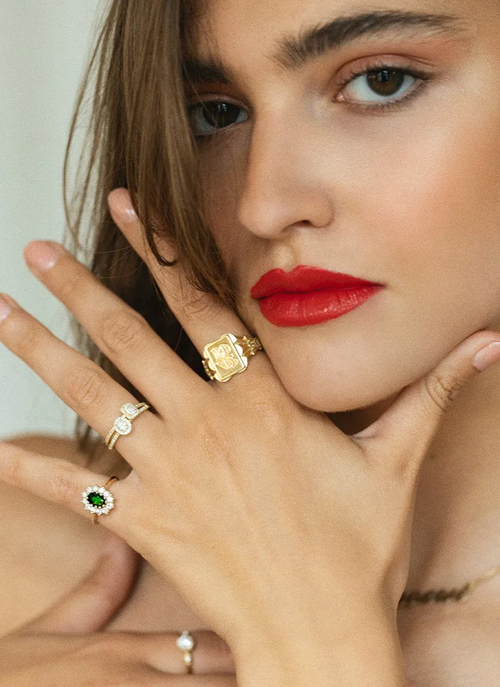 Kate diamond chrome diopside entourage ring 14k gold