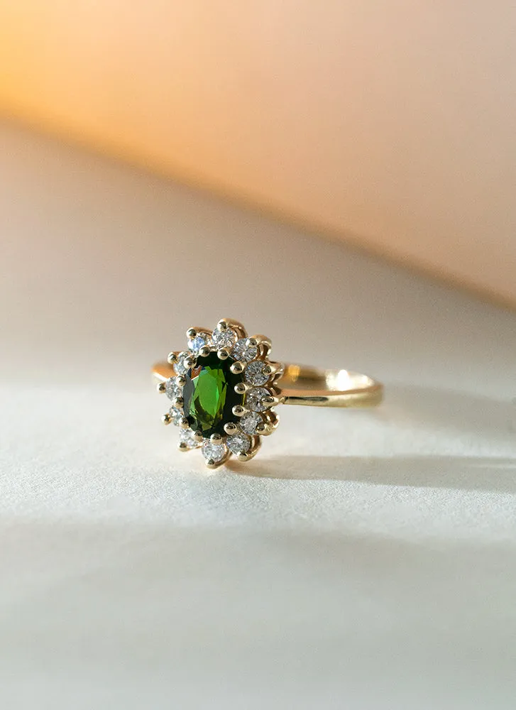 Kate diamond chrome diopside entourage ring 14k gold