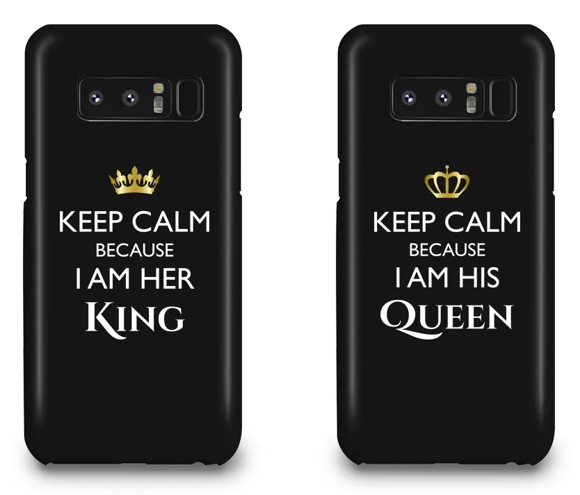 Keep Calm I Am Her King & His Queen - Couple Matching Phone Cases