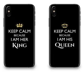 Keep Calm I Am Her King & His Queen - Couple Matching Phone Cases