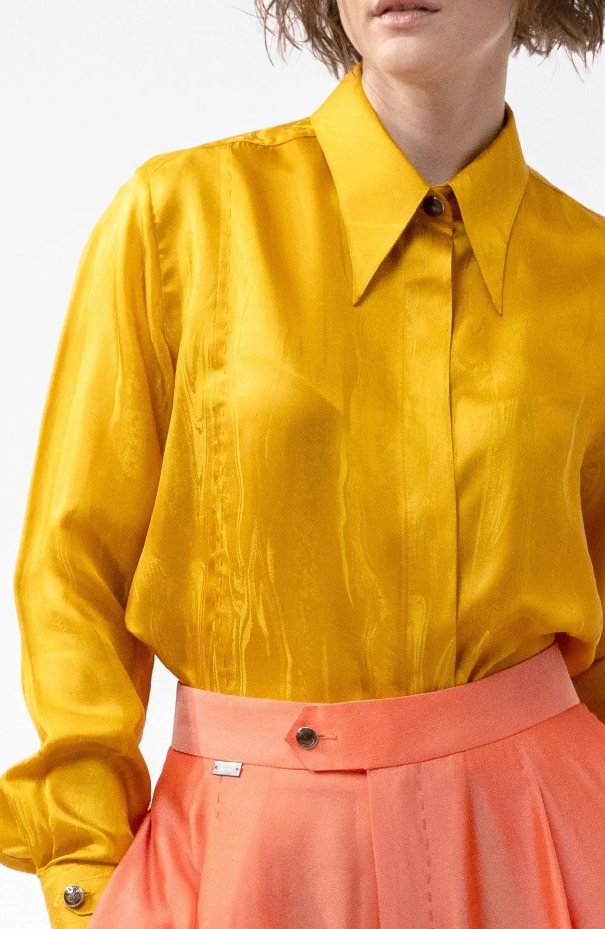 LOCK yellow marble - silk shirt