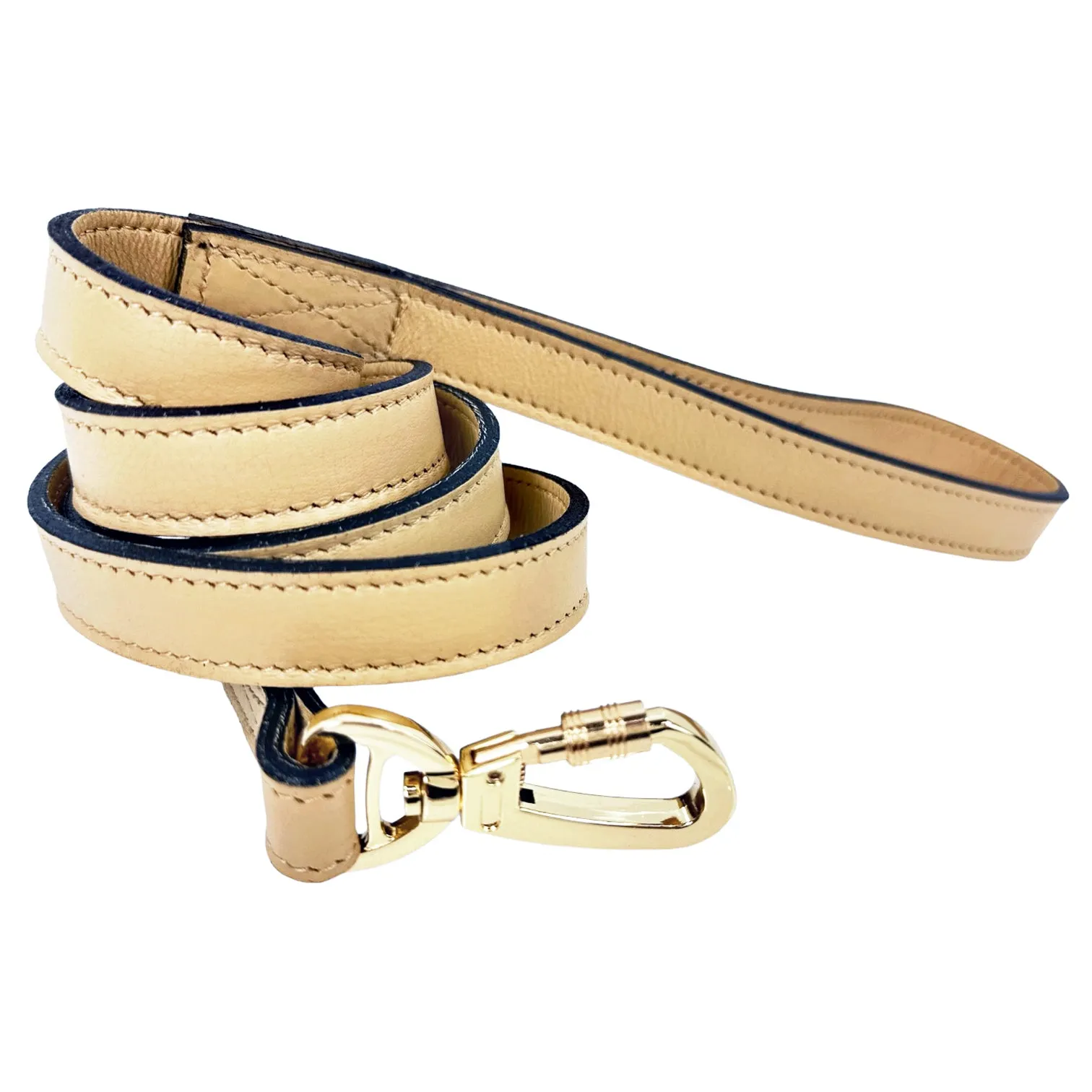 Mayfair Dog Leash in Vanilla & Gold