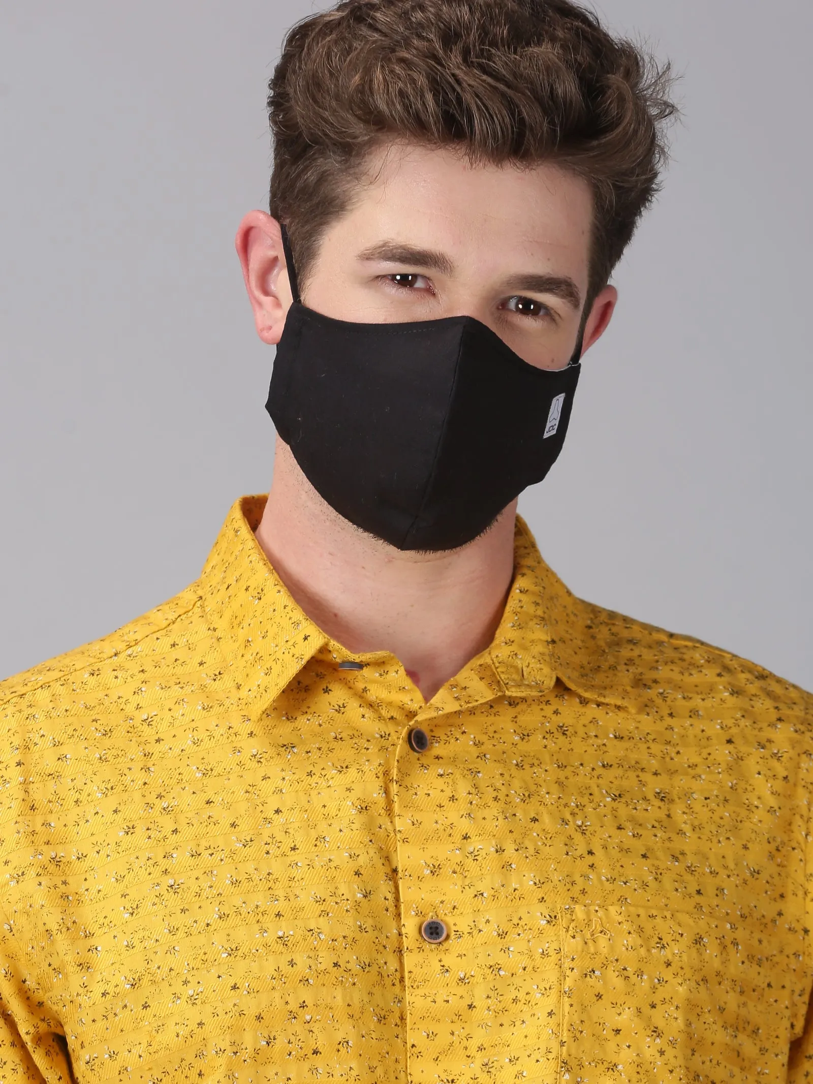 MEN'S BLACK & GREY SOLID COMBO ODOURLESS MASK