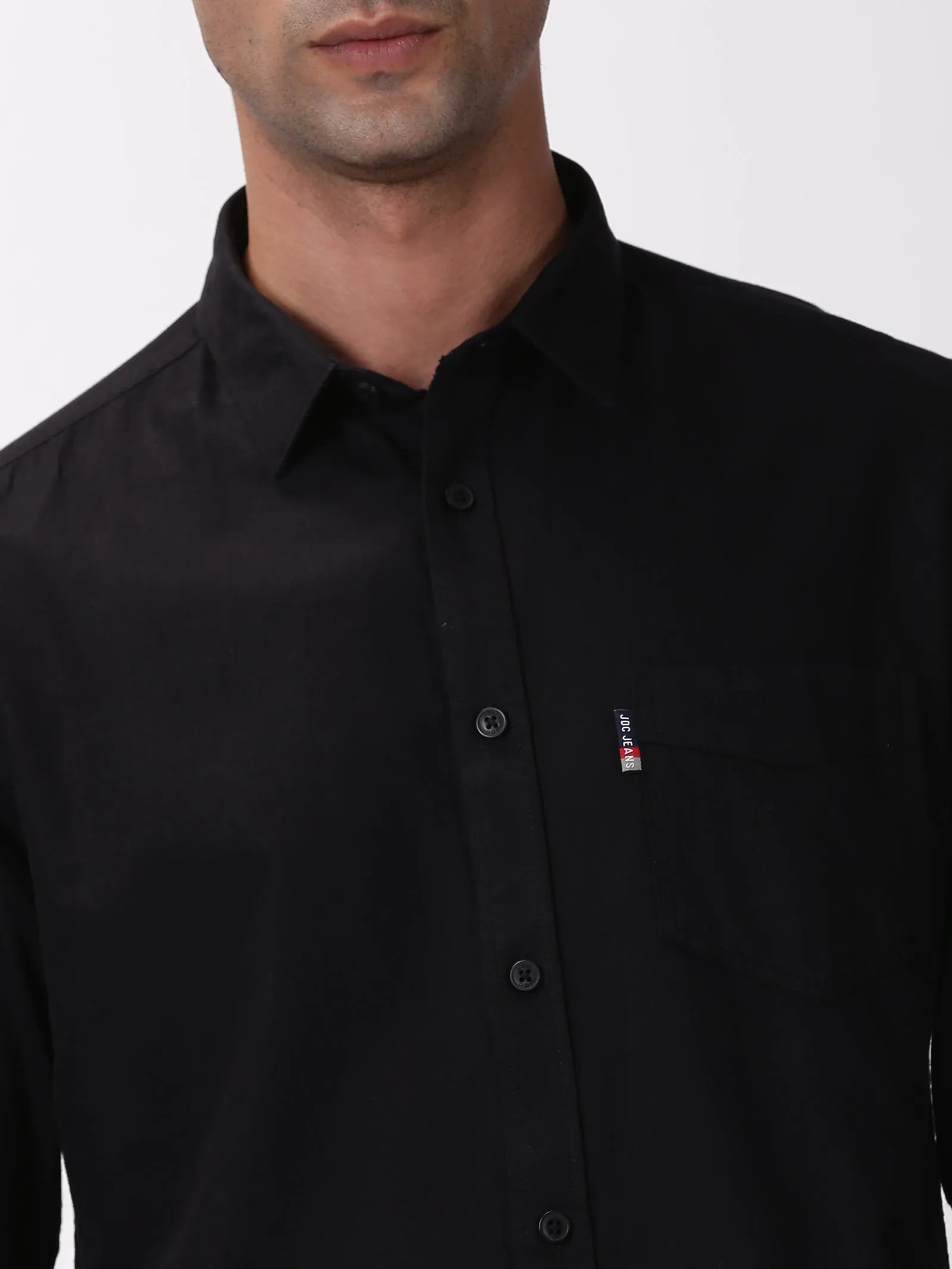 MEN'S BLACK SOLID SLIM FIT SHIRT