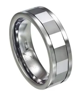 Men's Mirrored Tungsten Spinner Ring-8mm