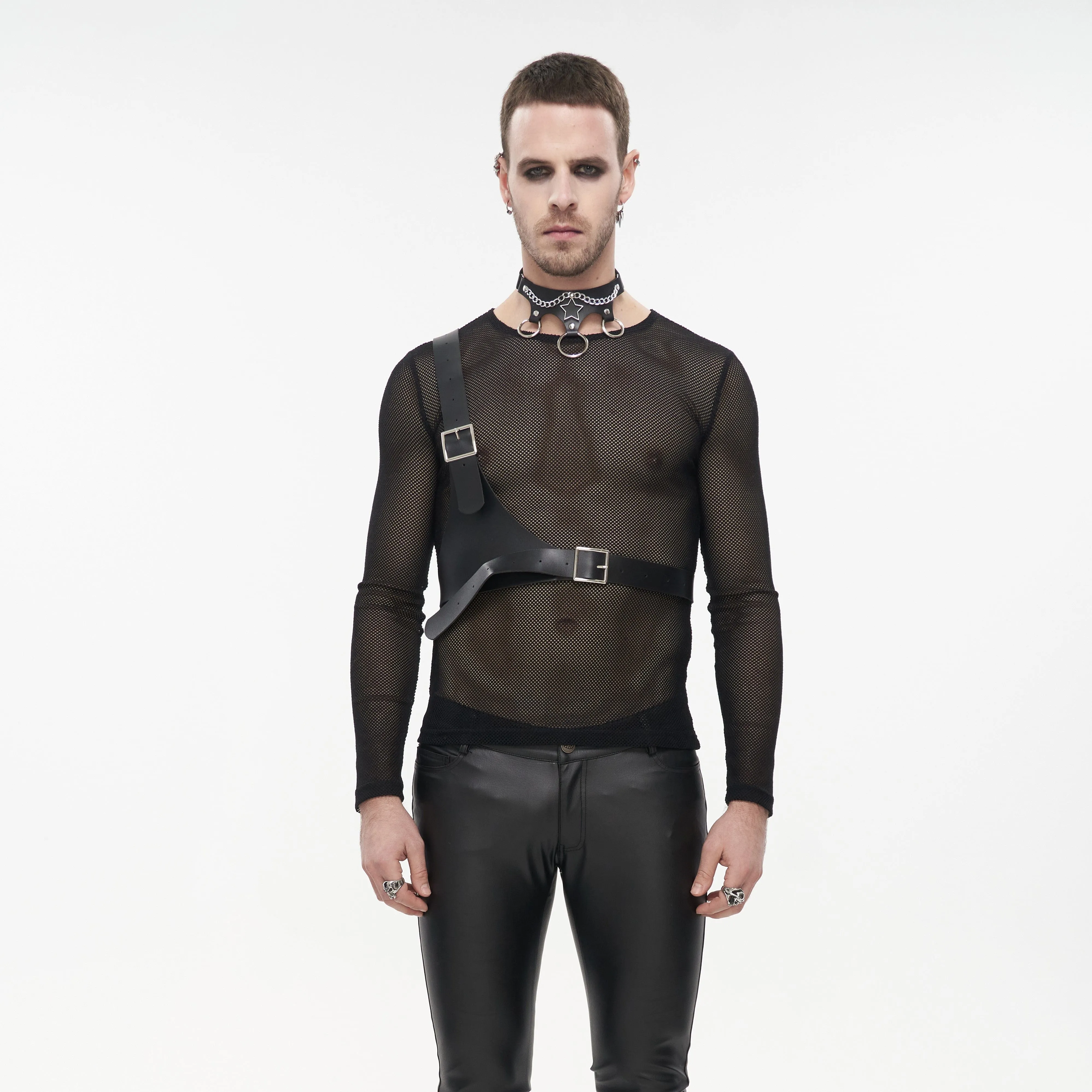 Men's Punk Faux Leather Strap Adjustable Half Harness