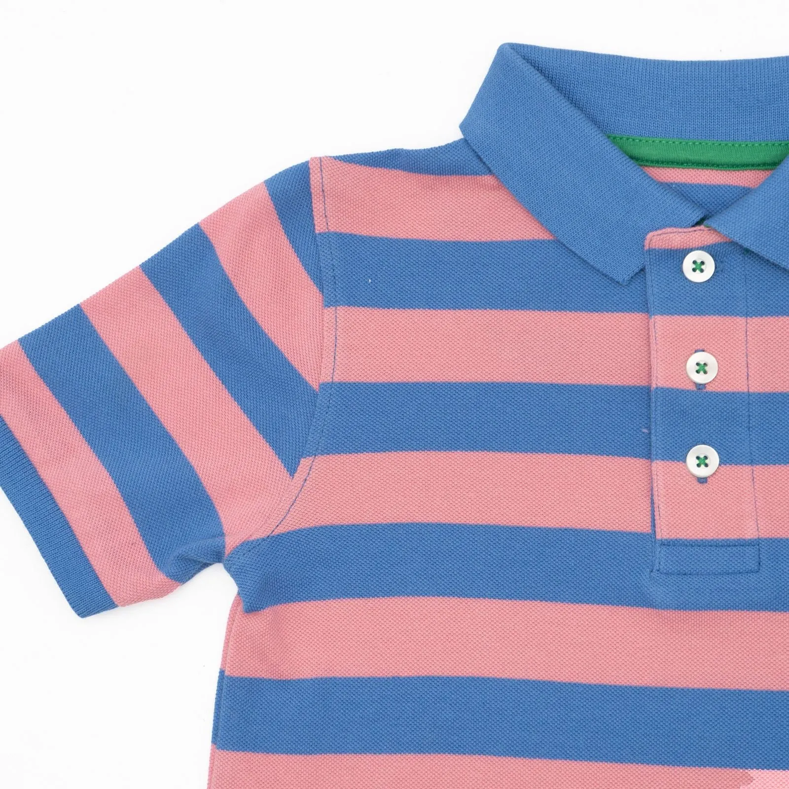 Mini Boden Boys Blue Striped Casual Short Sleeve Polo Shirts