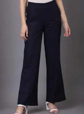 Navy Blue Long Plain Pant