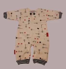 Onesie with striped cuffs