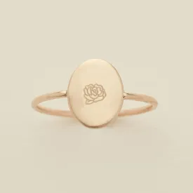 Oval Customized Ring - Initial or Birth Flower