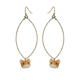 Oval Drop Ballerina Mouse Head Earrings