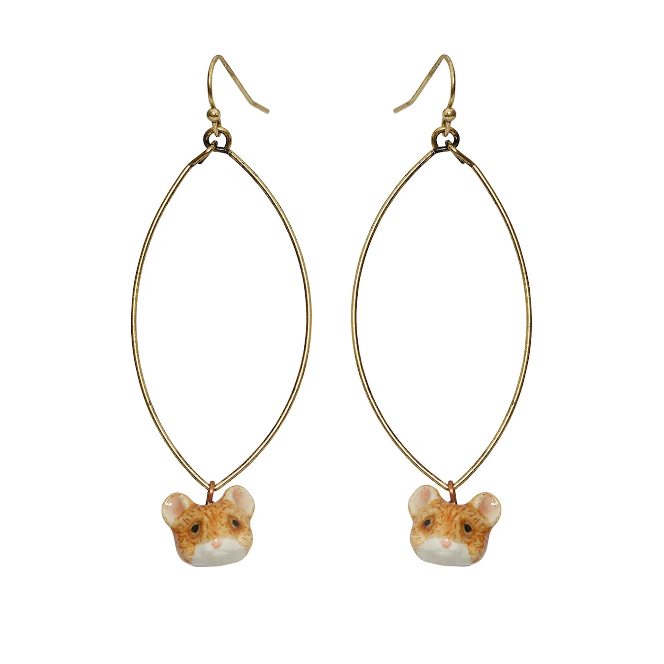 Oval Drop Ballerina Mouse Head Earrings