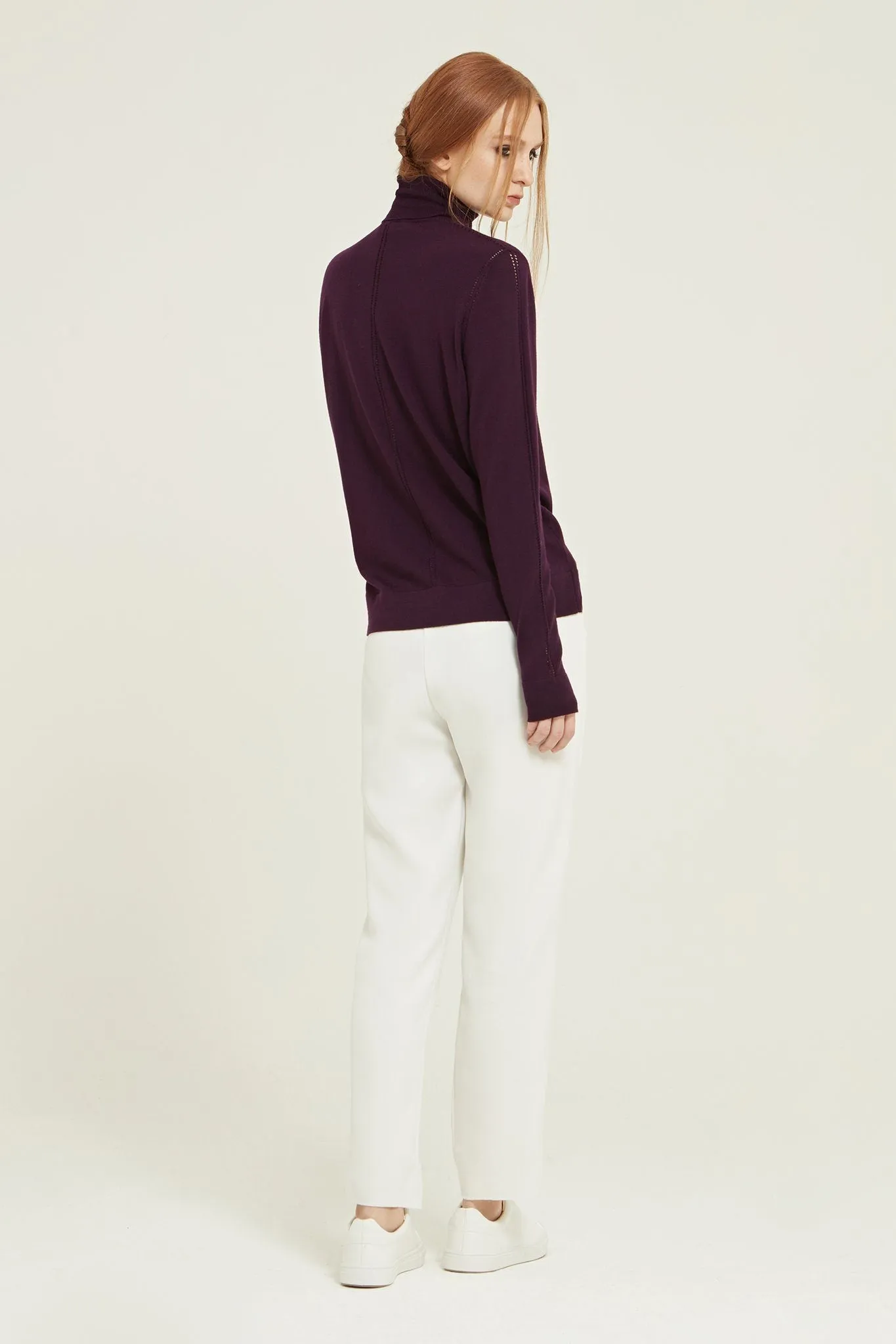 Pointelle Rollneck Merino Sweater