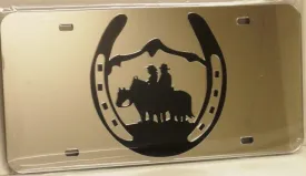 "Cowboy Couple" Western Mirrored License Plate Light