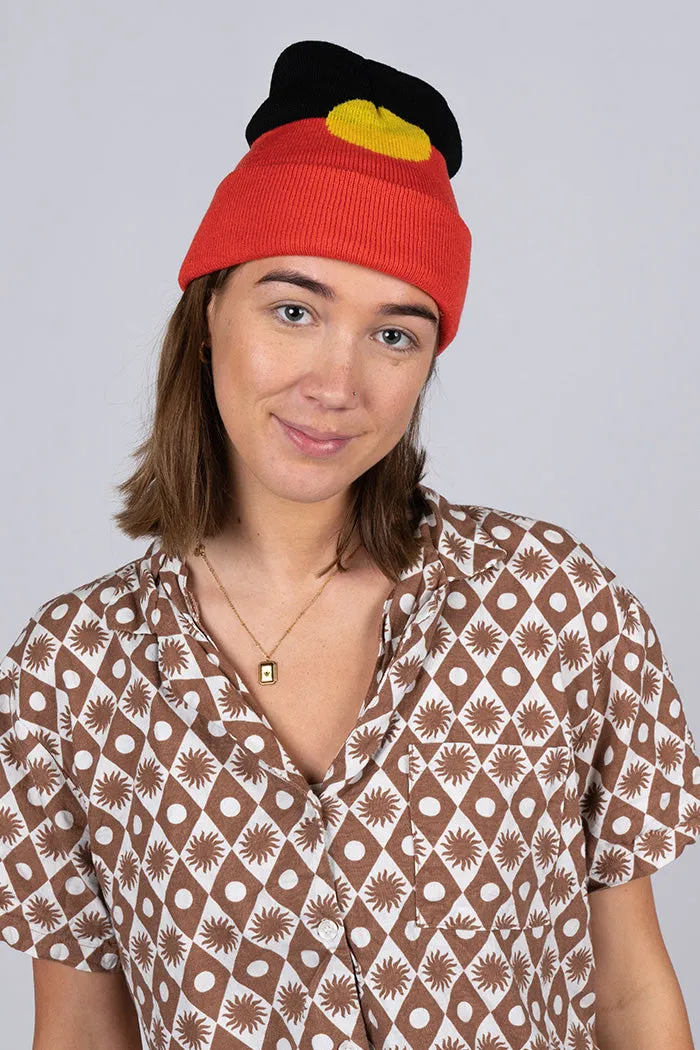 "Raise The Flag" Aboriginal Flag (Full Print) Red & Black Acrylic Beanie