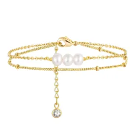 Reriti Intensity 18K gold plated White Pearl Chain Bracelet