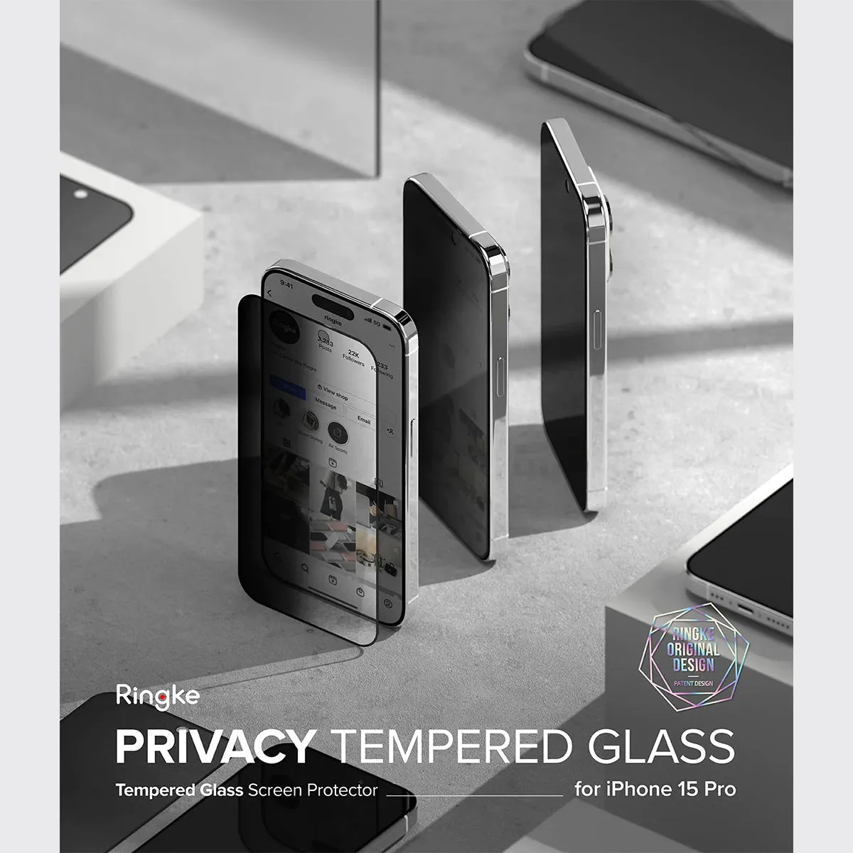 Ringke Privacy Glass Screen Protector for iPhone 15 Series