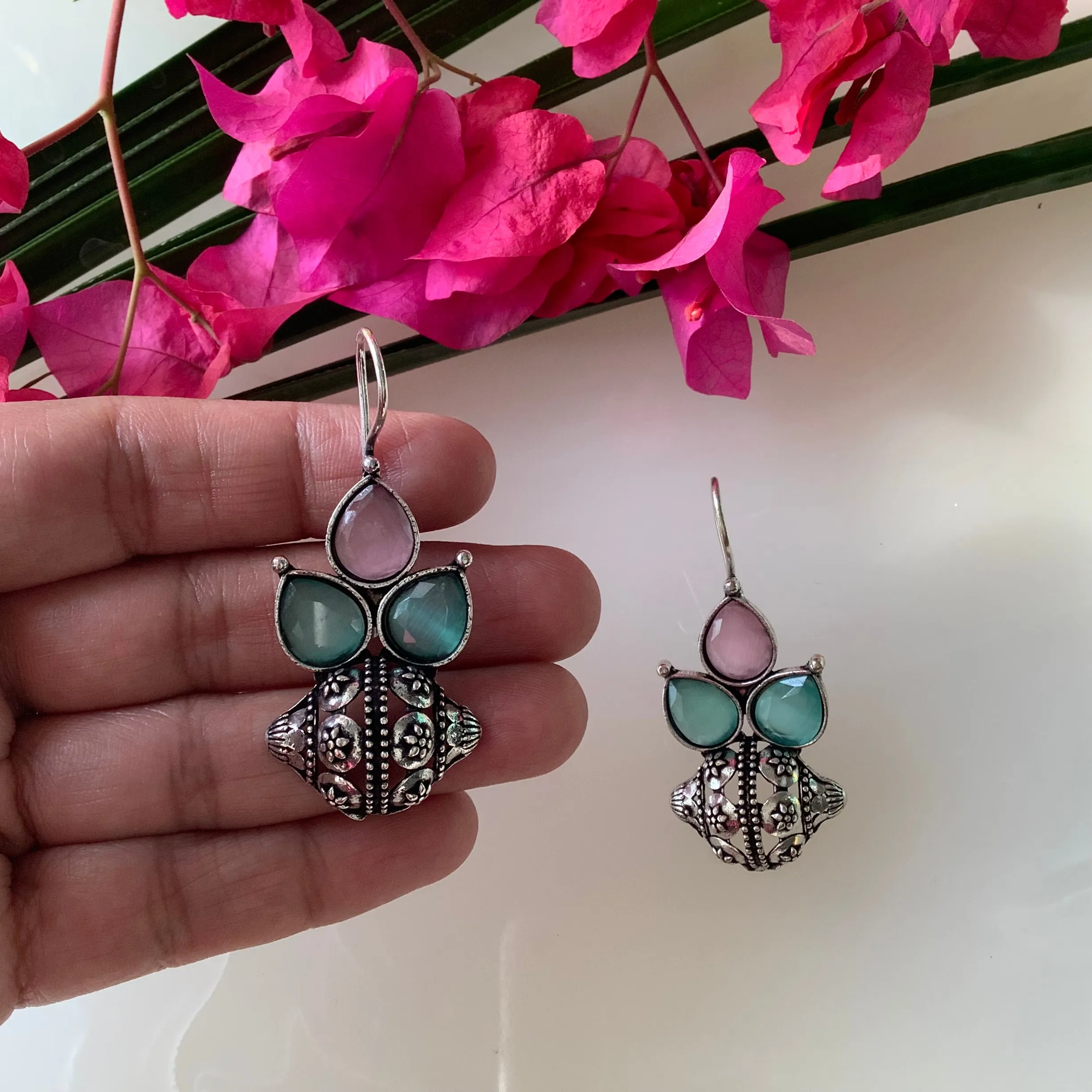 Salvanity German Silver Ethereal Bloom Earrings