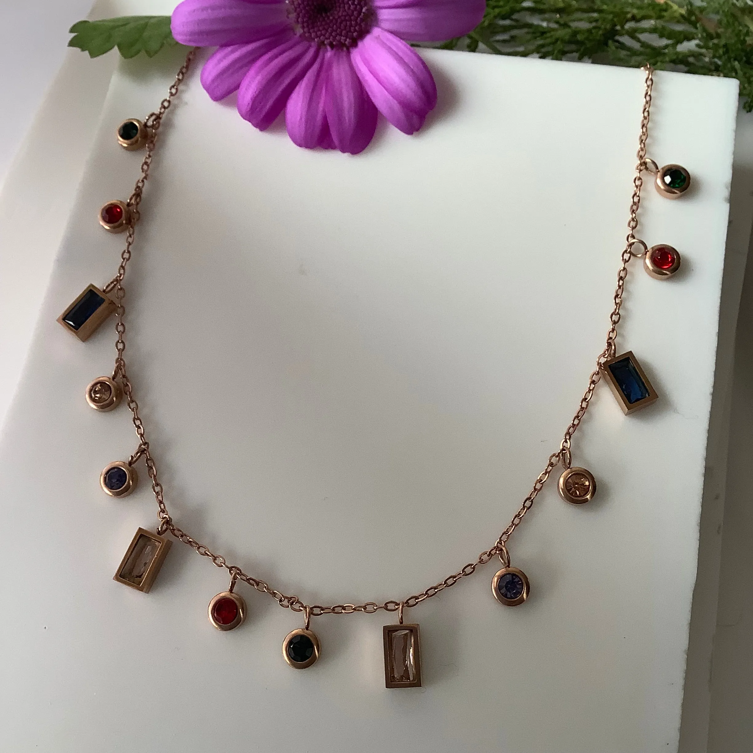 Salvanity K-POP Fashion Jewellery - Infinity Stones Rose Gold Necklace