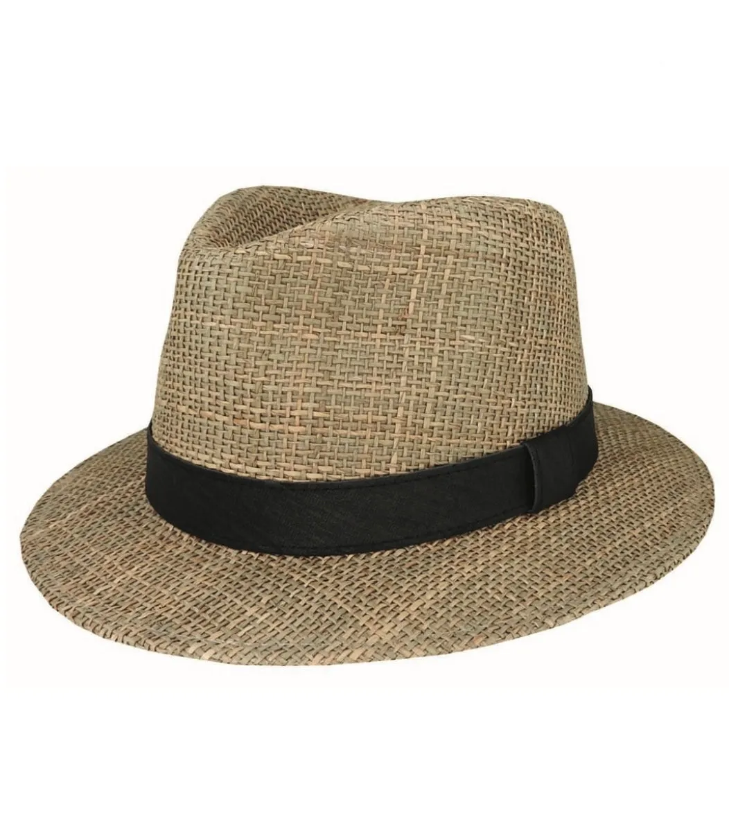 Sea Grass Short Brim Fedora - Fully Lined - Natural