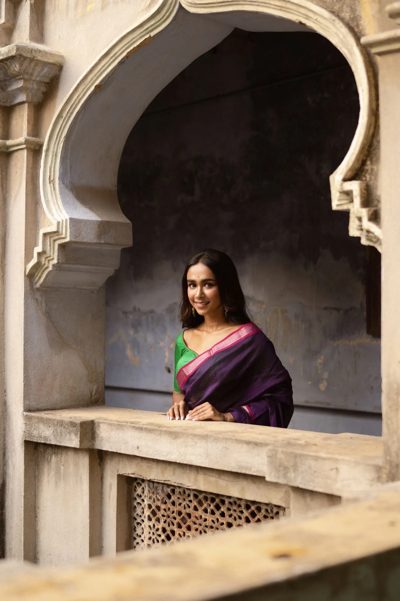 Seher - Green purple Maheshwari Saree