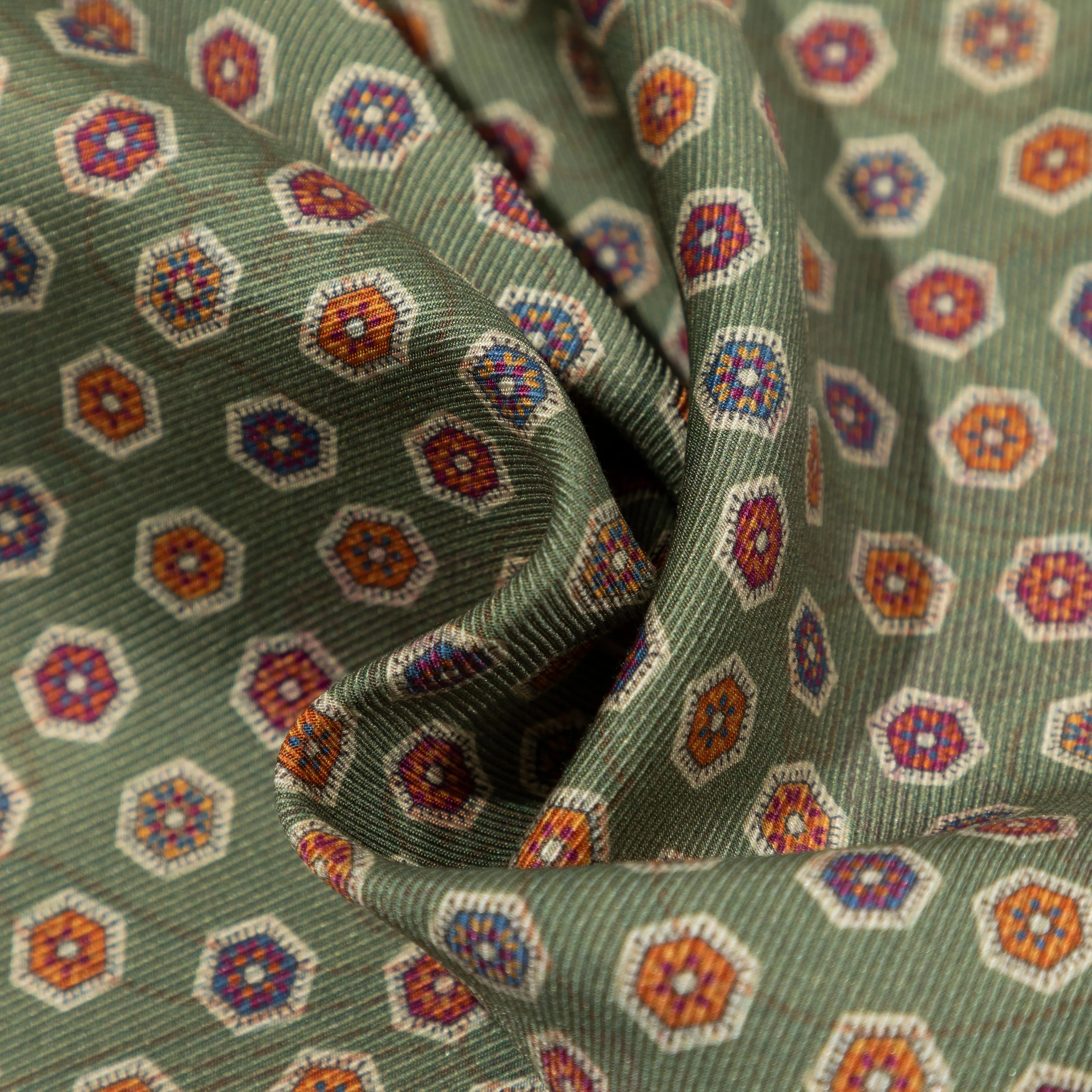 Silk Double-Sided Medallion/Paisley Print Pocket Square