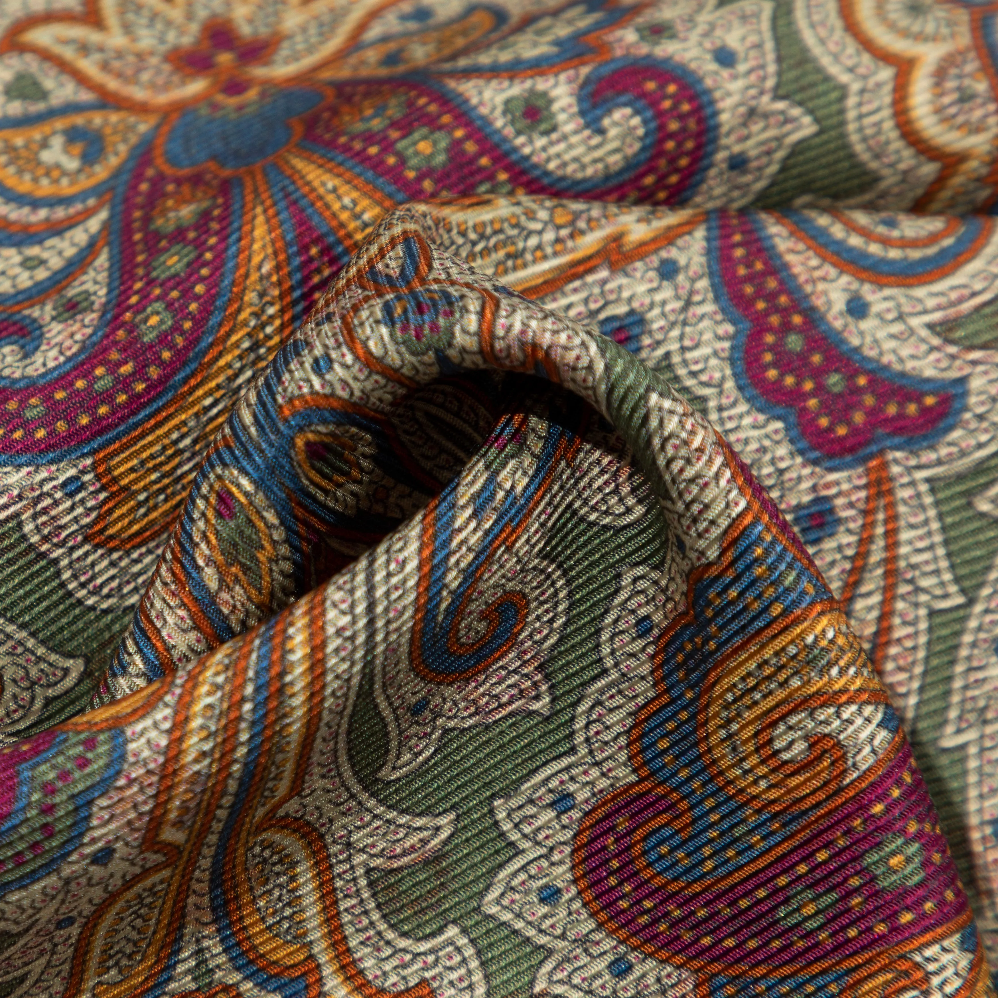 Silk Double-Sided Medallion/Paisley Print Pocket Square