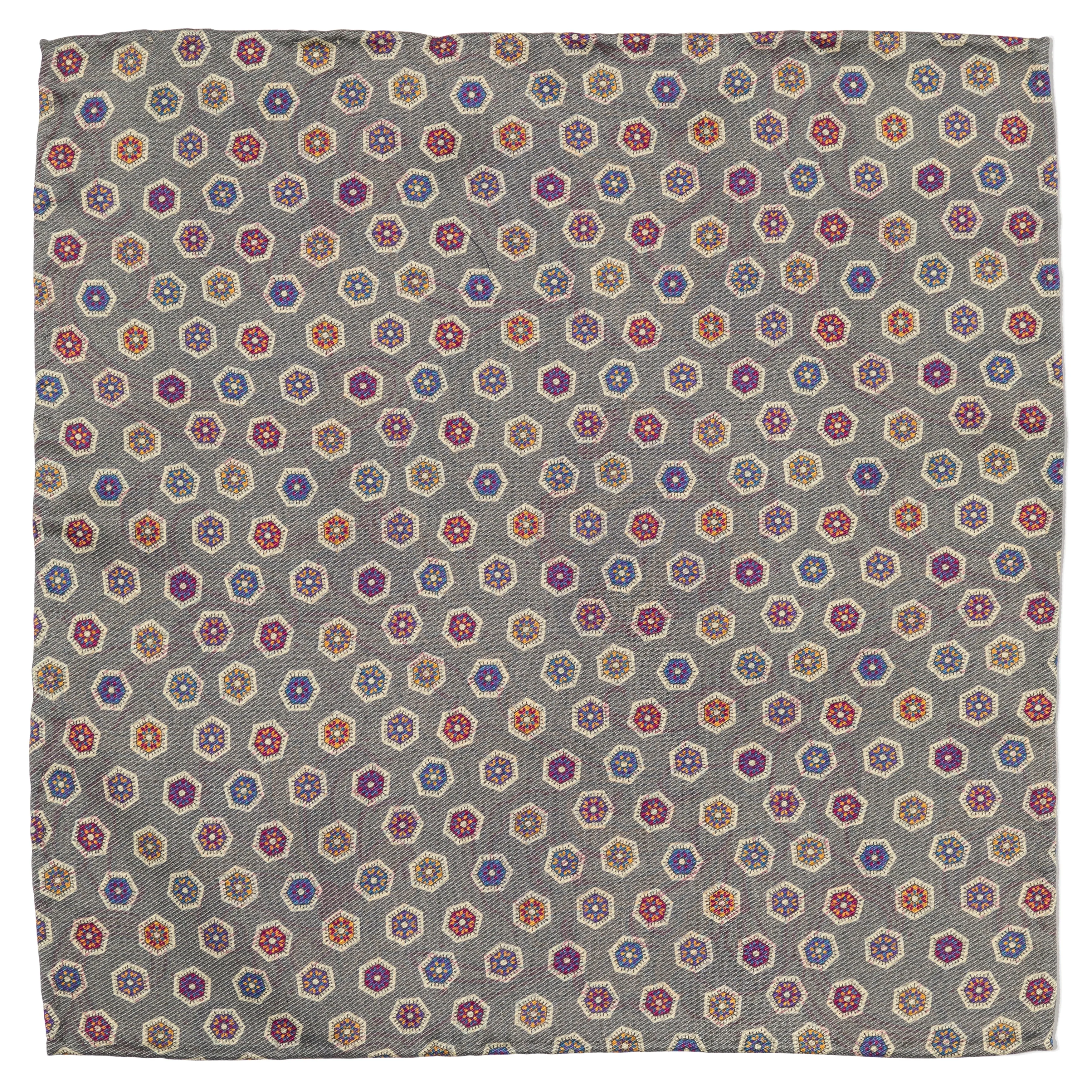 Silk Double-Sided Medallion/Paisley Print Pocket Square