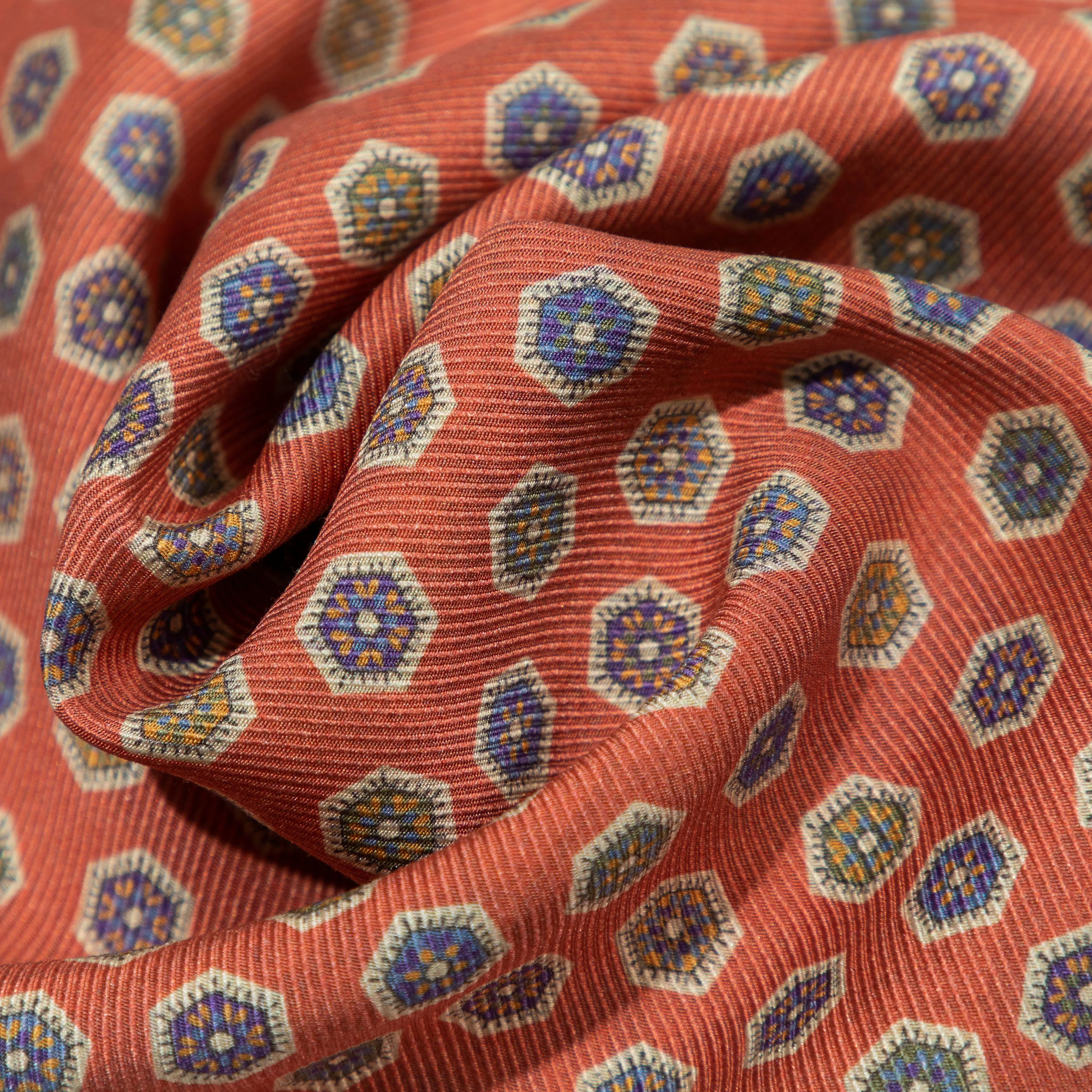 Silk Double-Sided Medallion/Paisley Print Pocket Square