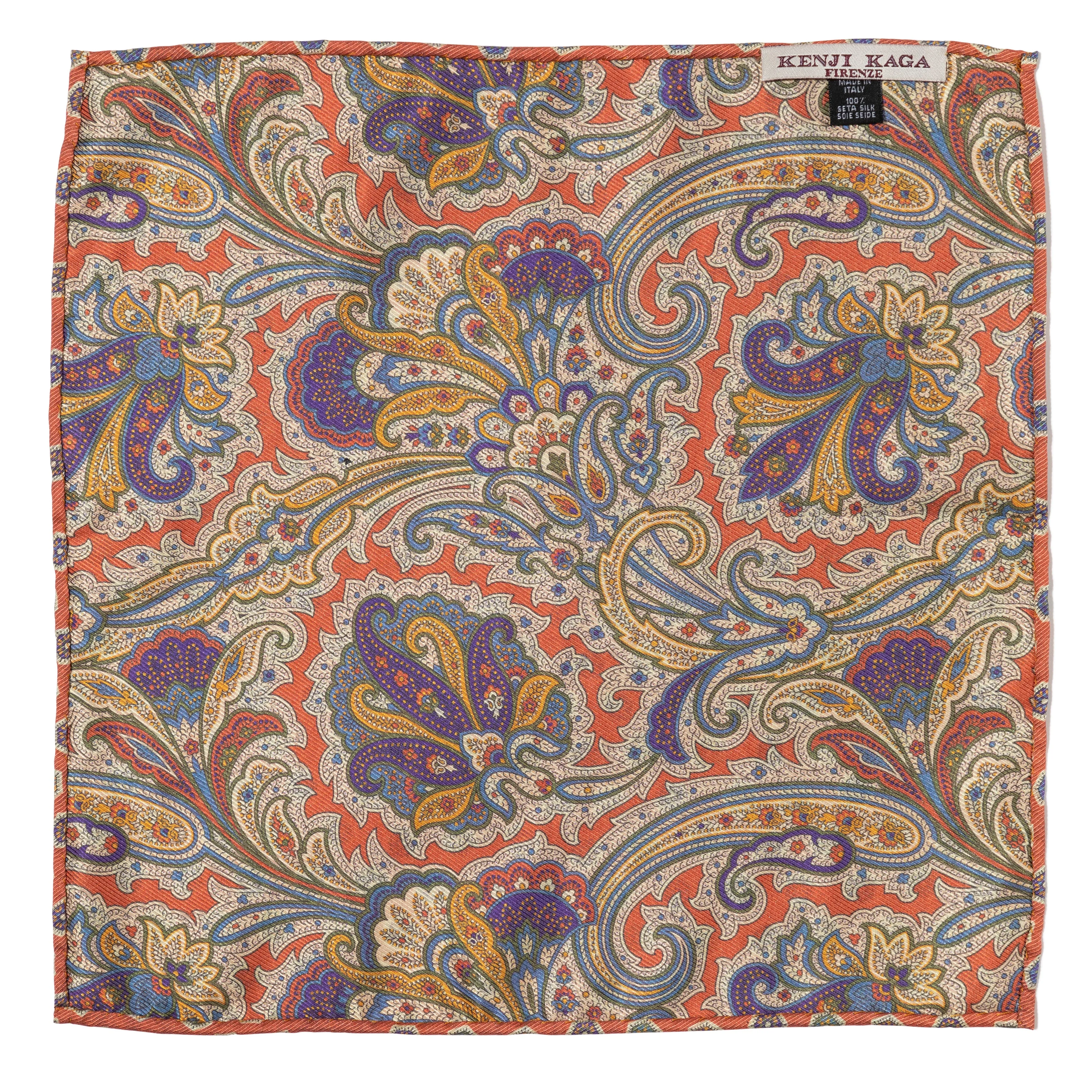 Silk Double-Sided Medallion/Paisley Print Pocket Square