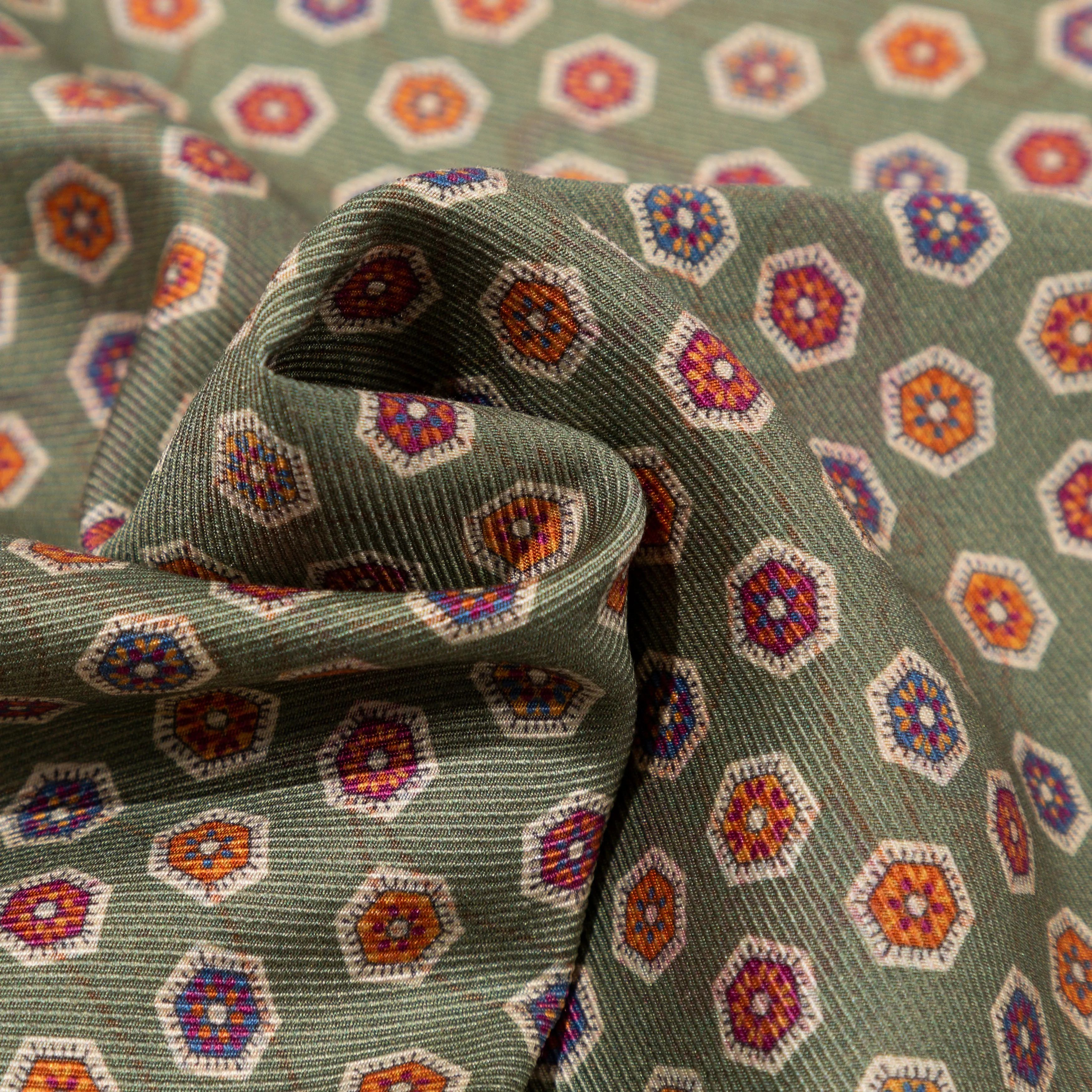 Silk Double-Sided Medallion/Paisley Print Pocket Square