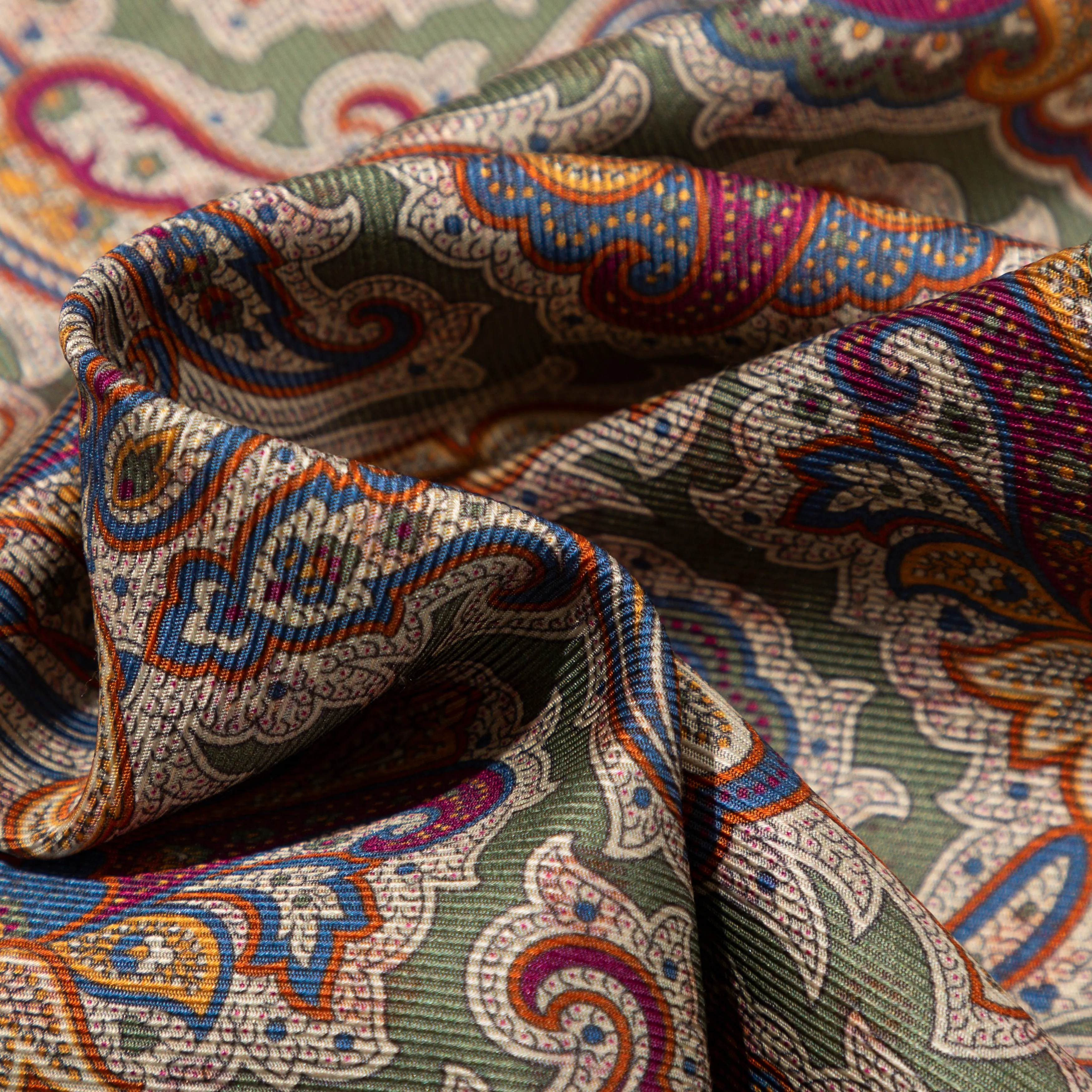 Silk Double-Sided Medallion/Paisley Print Pocket Square