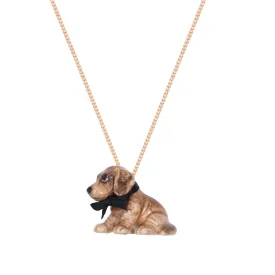 Sitting Brown Dachshund Puppy Necklace