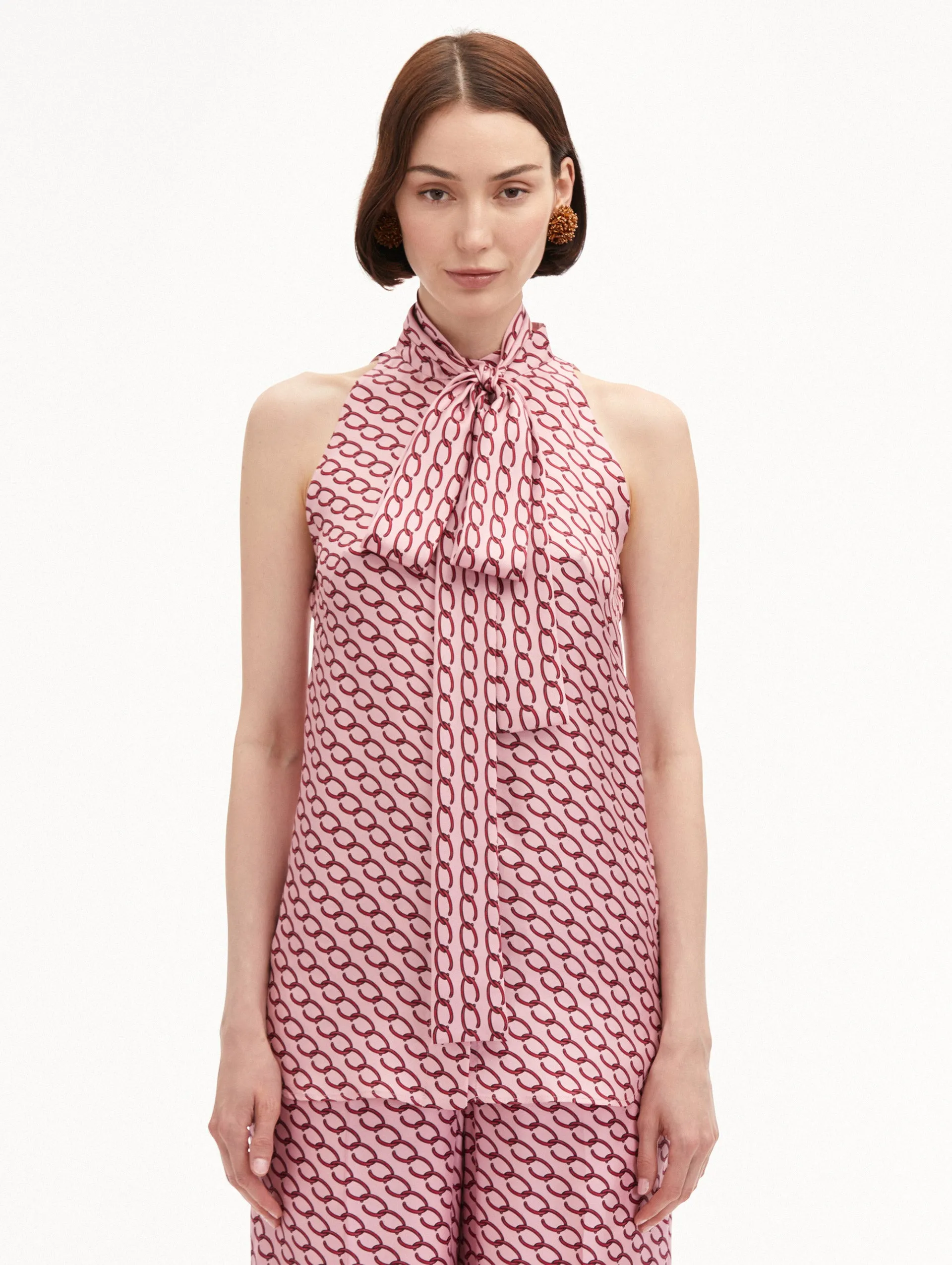 Small Oscar Chain-Link Sleeveless Blouse