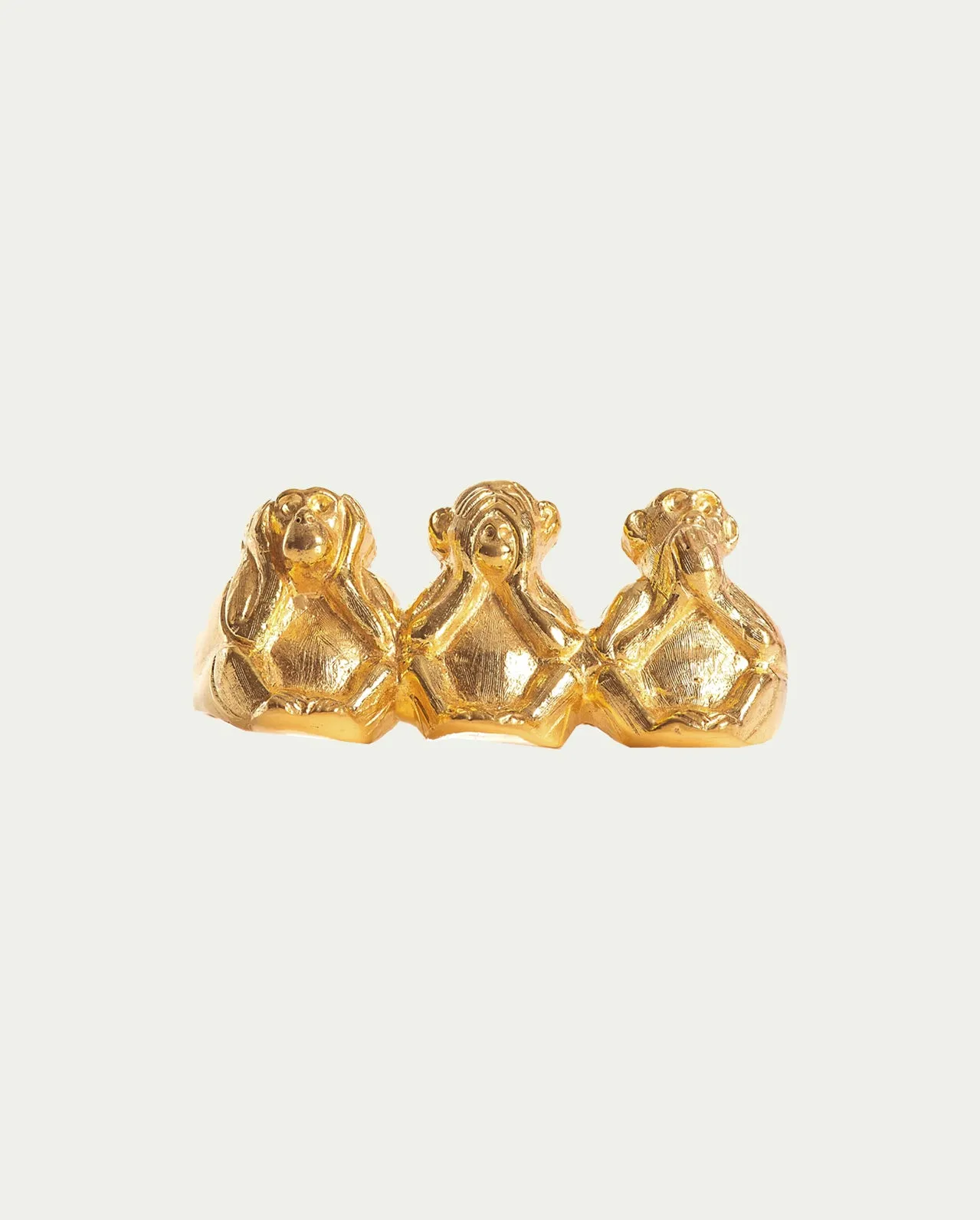 THREE WISE MONKEYS 3 FINGER RING