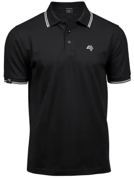 TJS 1407 ― Luxury Stripe Stretch Bio-Baumwolle Polo Shirt - Schwarz / Weiß