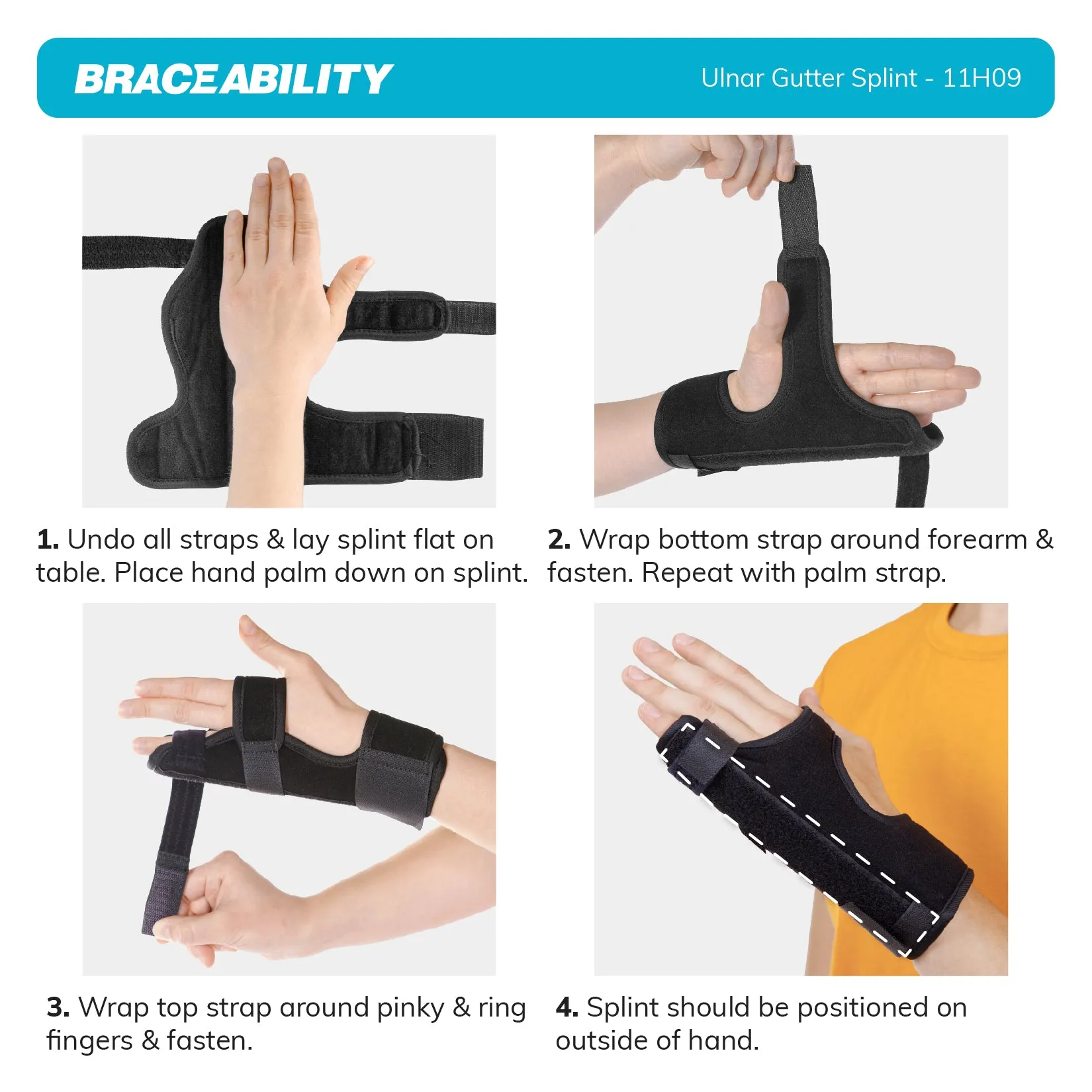 Ulnar Gutter Splint | Hand Brace for Broken Pinky or Ring Finger, Metacarpal and Boxer Fracture Relief