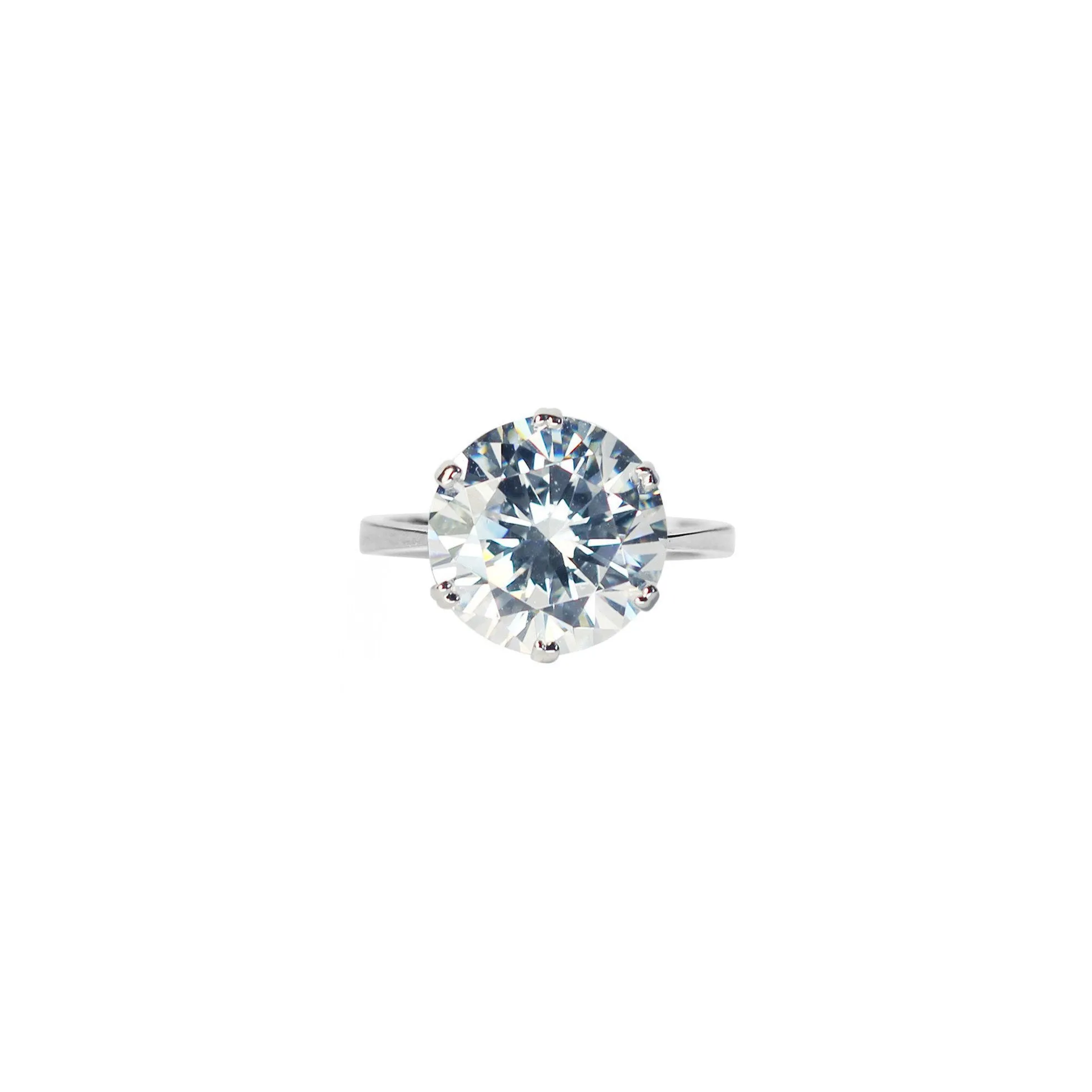 Veora Solitaire Ring (Rhodium, 12mm)